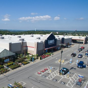 aerial view of Lowes parking lot